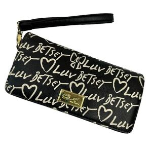 Luv Betsey Wristlet Wallet Black White